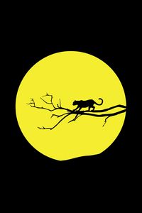 Preview wallpaper cougar, jaguar, minimalism, vector, black, yellow