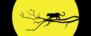 Preview wallpaper cougar, jaguar, minimalism, vector, black, yellow