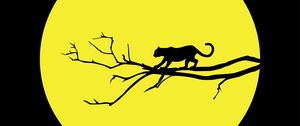 Preview wallpaper cougar, jaguar, minimalism, vector, black, yellow