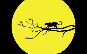 Preview wallpaper cougar, jaguar, minimalism, vector, black, yellow