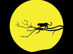 Preview wallpaper cougar, jaguar, minimalism, vector, black, yellow