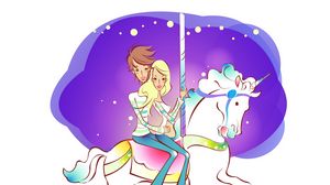 Preview wallpaper couple, art, drawing, love, carousel, entertainment