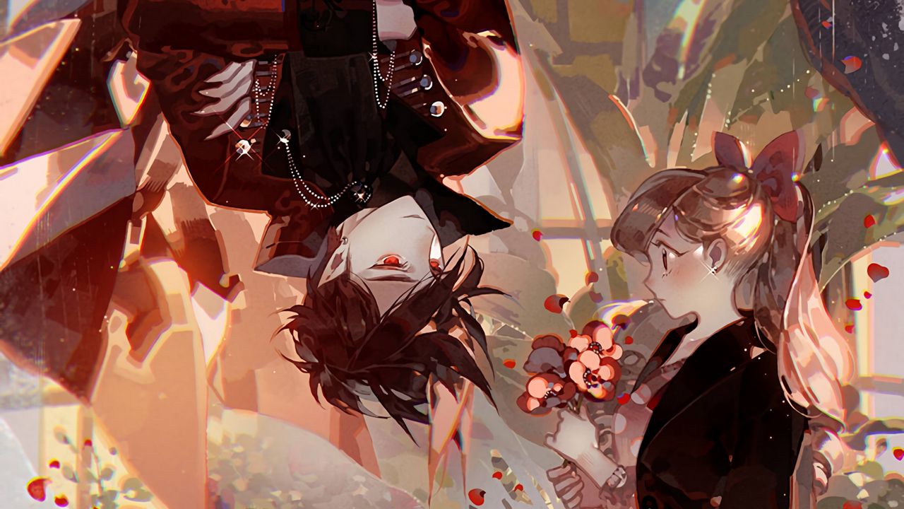 Wallpaper couple, bouquet, love, anime