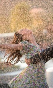 Preview wallpaper couple, dance, happiness, rain, wet, love