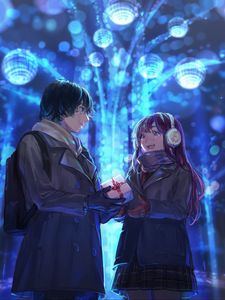 Preview wallpaper couple, gift, anime, art, cartoon