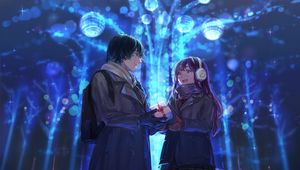 Preview wallpaper couple, gift, anime, art, cartoon