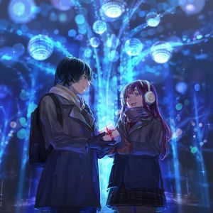 Preview wallpaper couple, gift, anime, art, cartoon