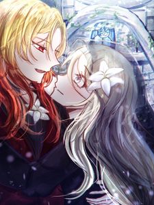 Preview wallpaper couple, glance, anime, art