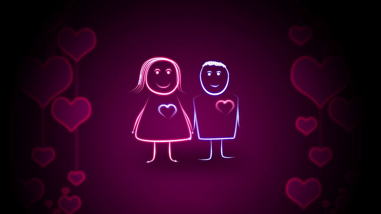 Wallpaper couple, heart, light, background