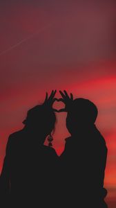 Preview wallpaper couple, heart, silhouettes, hands, love