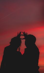 Preview wallpaper couple, heart, silhouettes, hands, love