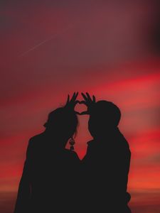 Preview wallpaper couple, heart, silhouettes, hands, love