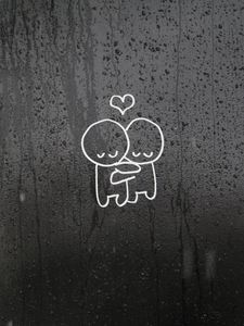 Preview wallpaper couple, hugs, love, hearts, glass, drops, art