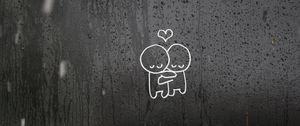 Preview wallpaper couple, hugs, love, hearts, glass, drops, art