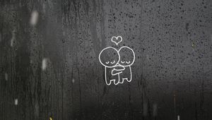 Preview wallpaper couple, hugs, love, hearts, glass, drops, art