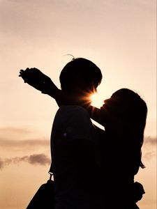 Preview wallpaper couple, hugs, silhouettes, love, dark