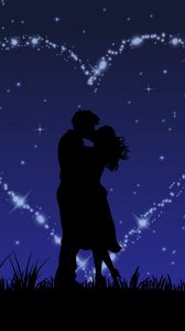Preview wallpaper couple, kiss, art, stars, glitter