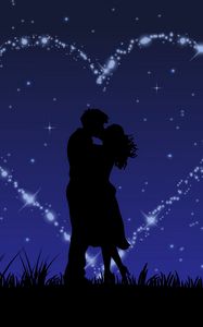 Preview wallpaper couple, kiss, art, stars, glitter