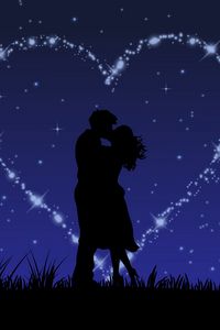 Preview wallpaper couple, kiss, art, stars, glitter