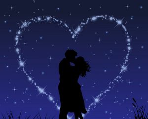 Preview wallpaper couple, kiss, art, stars, glitter