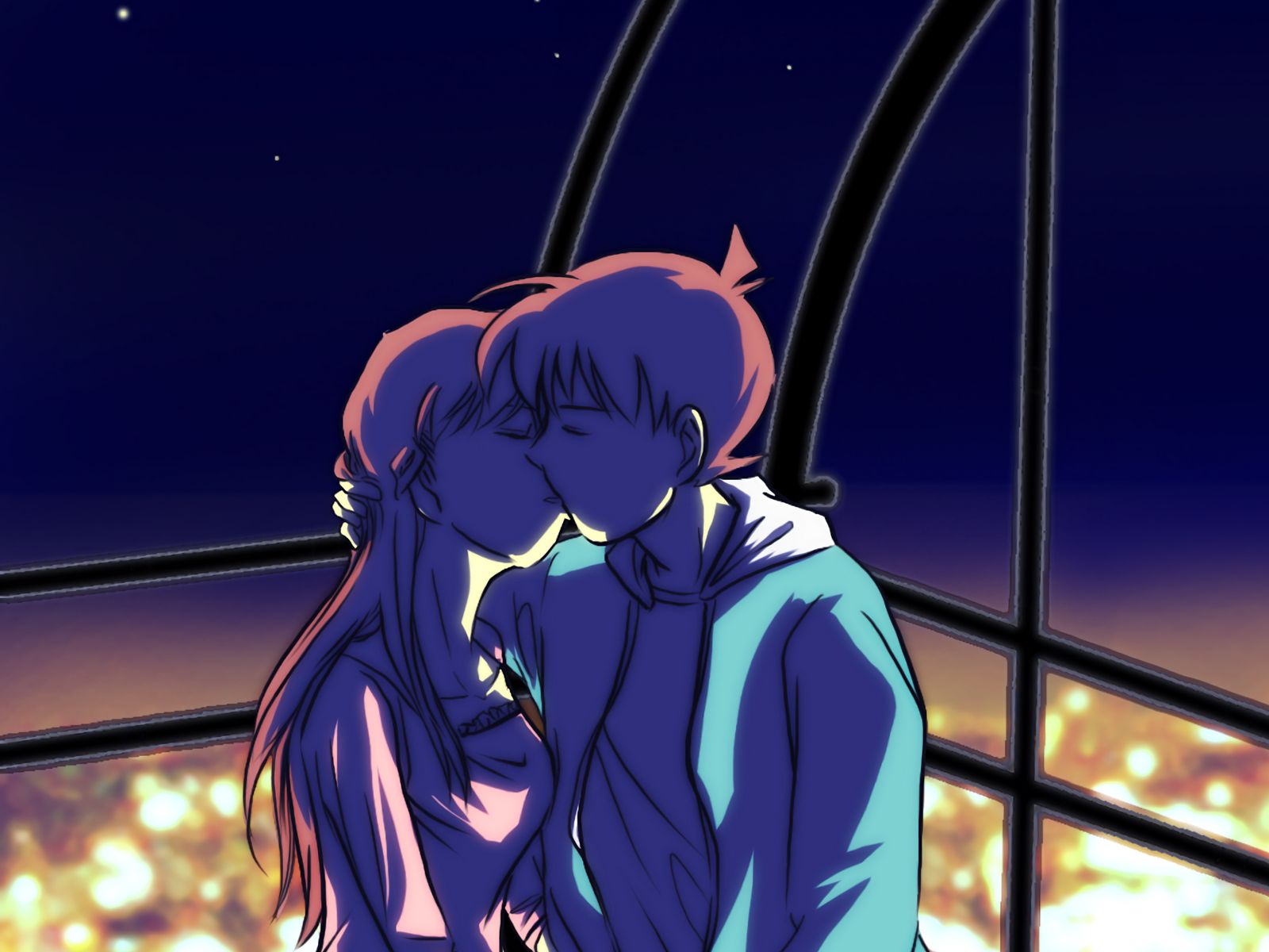 Romantic Anime Couple Kiss Wallpaper Download