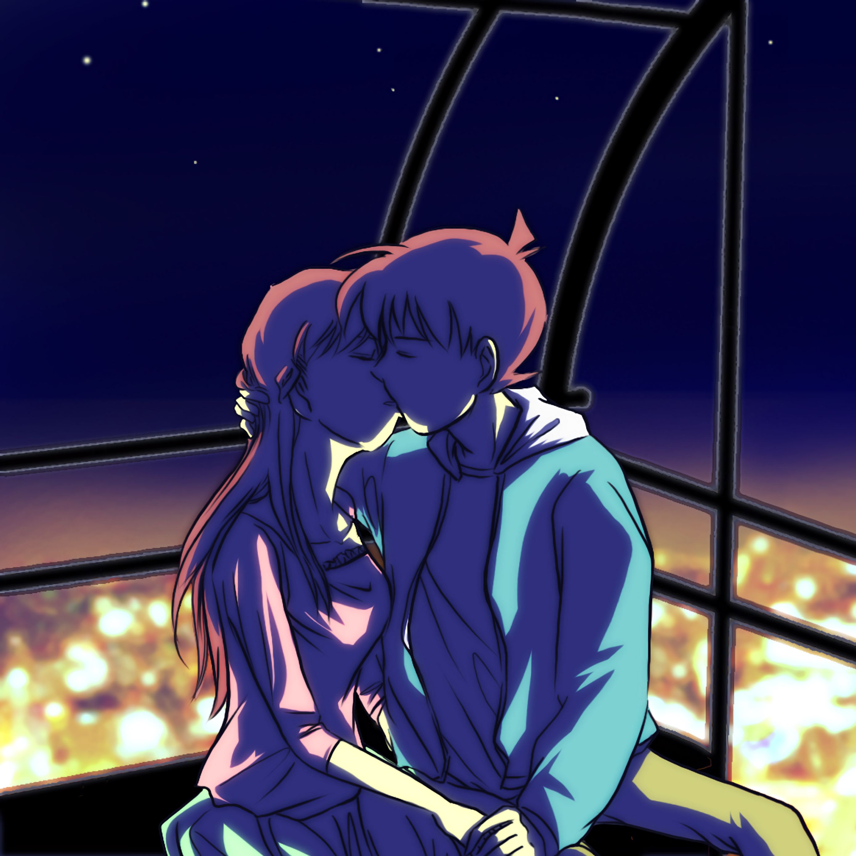 Anime couple kissing HD wallpaper  Wallpaper Flare