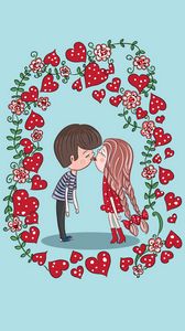 Preview wallpaper couple, kiss, love, art