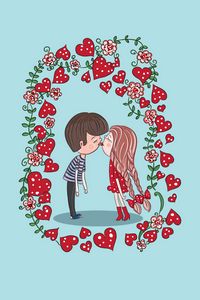 Preview wallpaper couple, kiss, love, art