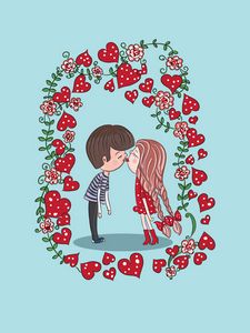 Preview wallpaper couple, kiss, love, art