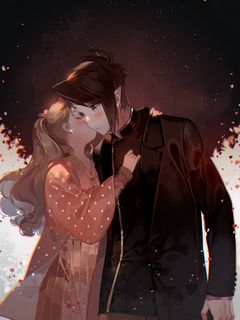 Download wallpaper 240x320 couple, kiss, love, romance, anime old mobile,  cell phone, smartphone hd background