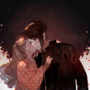 Preview wallpaper couple, kiss, love, romance, anime