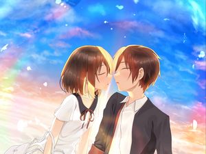Preview wallpaper couple, kiss, love, anime