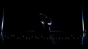 Preview wallpaper couple, kiss, silhouettes, tenderness, romance, night