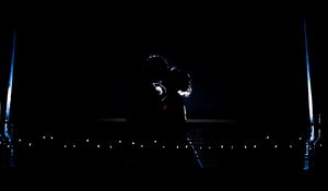 Preview wallpaper couple, kiss, silhouettes, tenderness, romance, night