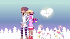 Preview wallpaper couple, love, gift, feeling, figure