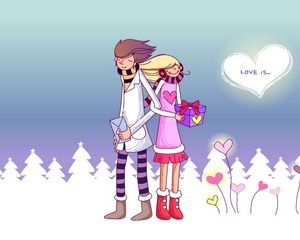 Preview wallpaper couple, love, gift, feeling, figure