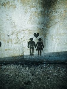 Preview wallpaper couple, love, graffiti, drawing, wall