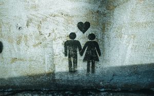 Preview wallpaper couple, love, graffiti, drawing, wall