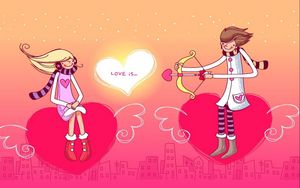 Preview wallpaper couple, love, heart, arrow, bow