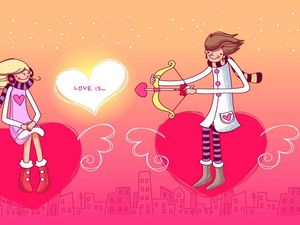 Preview wallpaper couple, love, heart, arrow, bow