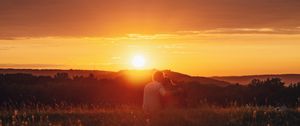 Preview wallpaper couple, love, sunset, solitude, tenderness