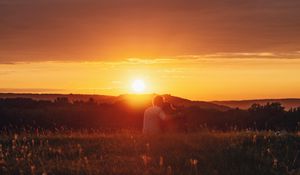 Preview wallpaper couple, love, sunset, solitude, tenderness