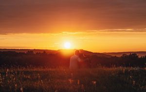 Preview wallpaper couple, love, sunset, solitude, tenderness