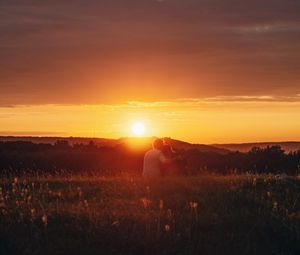 Preview wallpaper couple, love, sunset, solitude, tenderness