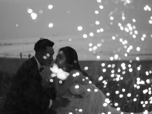Preview wallpaper couple, love, wedding, sparks, black and white