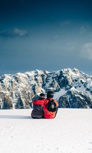 Preview wallpaper couple, mountains, travel, sport