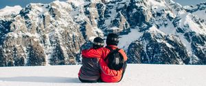 Preview wallpaper couple, mountains, travel, sport