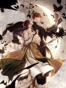 Preview wallpaper couple, priest, crows, anime, art