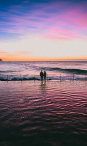 Preview wallpaper couple, sea, sunset, surf