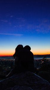 Preview wallpaper couple, silhouette, romance, love, sunset